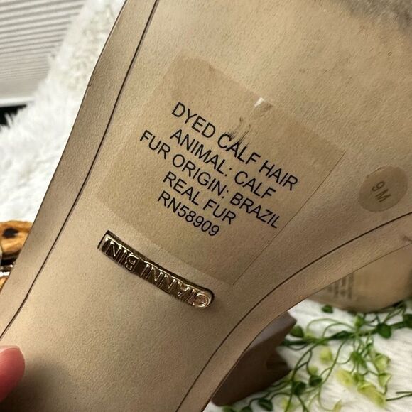 Gianni Bini Marilane Animal Print Dyed Fur Slingback Open toe Sandals sz 9M - Picture 9 of 12